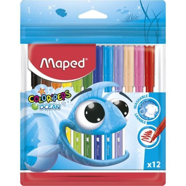 FEUTRE DE COLORIAGE OCEAN EN POCHETTE 12 COULEURS "MAPED"